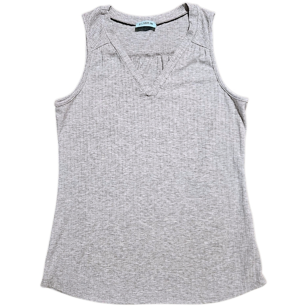 P.S. Kate Women's Gray Ribbed Tank Top Medium | Minimalist Normcore Basic Casual - Picture 2 of 9